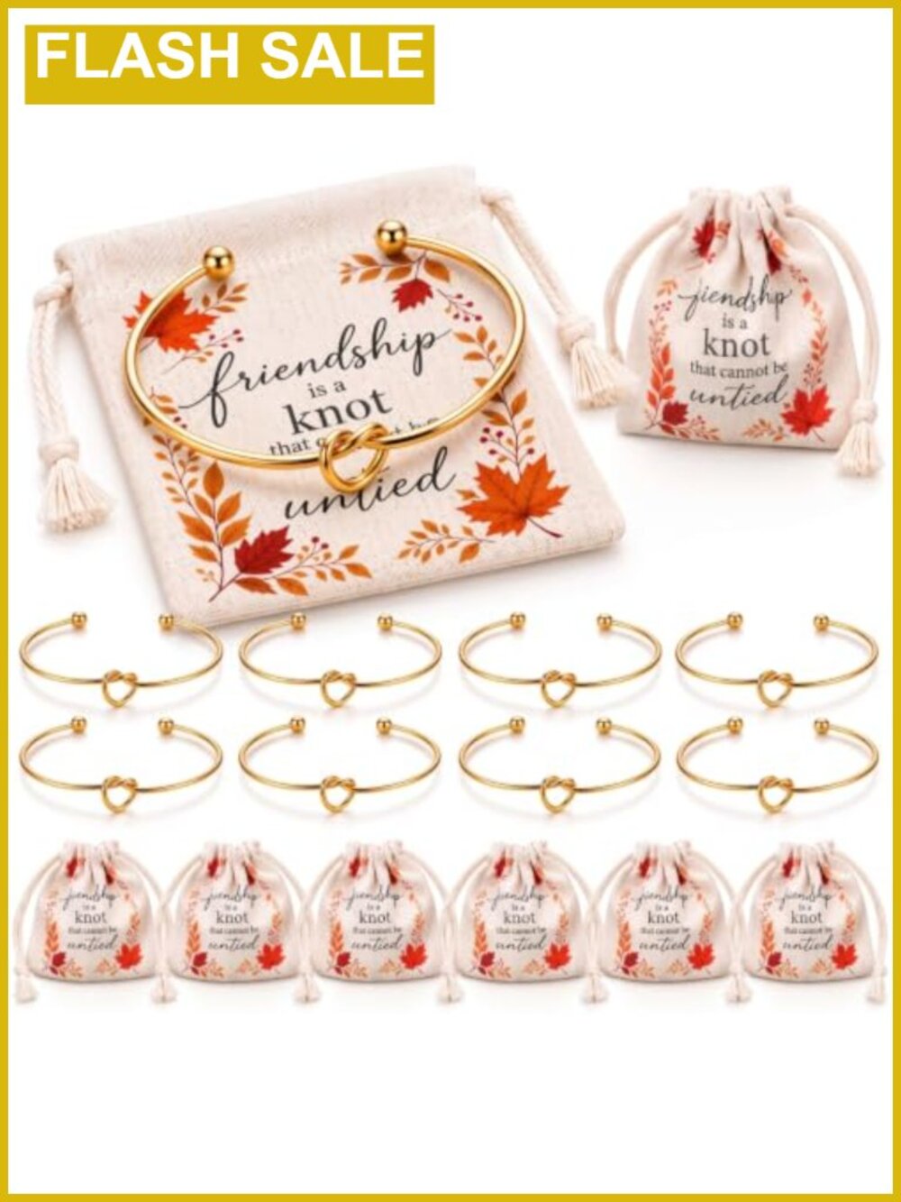 12 Knot Friendship Bracelets & Bags Set Friendsgiving Party Favors